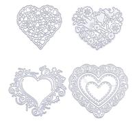 GORGECRAFT 4 Styles Heart Cutting Dies Love Flower Die Cutting Birds Stencils Metal Template for Valentine's Day DIY Scrapbooking Paper Craft Decoration Card Making Photo Album