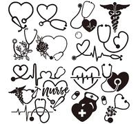 GORGECRAFT 4 Styles Nurse Decal Stethoscope Car Sticker Heartbeat Nurse Infinity Flower Waterproof Self-Adhesive Reflective Car Stickers Trunk Logo Decal Sticker for Truck Motorcycle Doors Laptop