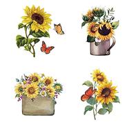 GORGECRAFT 4 Styles Sunflower Window Stickers Butterfly Window Clings Daisy Window Decals Non Adhesive Anti-Collision Vinyl Film for Glass Sliding Door Bedroom Bathroom Decor Prevent Birds Strikes