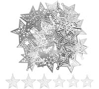 GORGECRAFT 40PCS 2 Styles Galvanized Silver Stars Hollow Out Rustic Metal Barn Star Ornament Three Dimensional Christmas Tree Star for Hanging Wall Holiday Wreath Decor Crafts Project Handmade