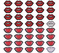 GORGECRAFT 40Pcs 2 Styles Red Lips Embroidered Patches Lipstick Mouth Iron on Applique Kiss Shape Stickers Badge Embroidery Sew on Patches for Clothes Jeans Jackets Hat Bag Decoration DIY Sewing
