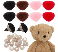 GORGECRAFT 40PCS 4 Colors Safety Noses 21mm Amigurumi Flocking Noses with Washers Red Pink Black Brown Animals Crochet Nose for Stuffed Animals Teddy Bear Puppet Plush Accessories