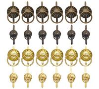 GORGECRAFT 40PCS 4 Styles Metal Brad Fasteners Small Ring Pulls Flower Handle Rings Mini Brad Paper Fastener for Decorative Jewelry Box Chest Drawer Cabinet Mini Journals Storage Decoration