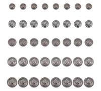 GORGECRAFT 40Pcs 5 Sizes Retro Metal Buttons Set Vintage Shank Buttons Round Shaped Antique Silver Buckles for Men Women Blazer Suits Coat Uniform Jacket Home Sewing Craft Accessories