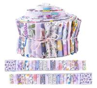 GORGECRAFT 40Pcs Cotton Quilting Strips 1m x 6.5cm Jelly Rolls Chinoiserie Fabric Precut Patchwork Floral Print Quilting Strip Bundle for Blanket Rug Upholstery Home Decor Purse Crafts Making