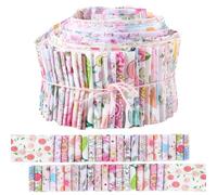 GORGECRAFT 40Pcs Jelly Roll Fabric 1m x 6.5cm Cotton Quilting Strips Chinoiserie Floral Print Precut Patchwork Quilting Bundle for Sewing Crafting Blanket Rug Upholstery Home Decor Purse Crafts