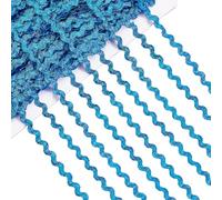 GORGECRAFT 45 Yards Metallic Rick Rack Trim for Sewing Ric Rac Ribbon Blue Wave Bending Fringe Trim Glitter Zig Zag Lace Edging Braid Trimming Polyester Webbing Ribbons for DIY Crafts Gift Wrapping