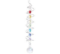 GORGECRAFT 46cm Suncatcher Wind Spinner Gazing Ball Spiral Tail Crystal Sun Catchers Rainbow Maker Prism Glass Pendant Window Hanging Ornaments for Indoor Home Outdoor Garden Decoration Gifts
