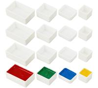 GORGECRAFT 48Pcs 4 Sizes Half Empty Watercolor Pans White Plastic Portable Artist Paint Travel Tin Case Palette Containers Small Empty Pan Sets for DIY Oils Acrylics Art Drawing Painting