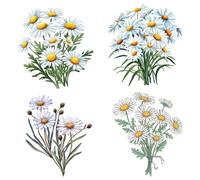 GORGECRAFT 4Pcs 16cm Daisy Window Cling Spring Summer Flower Glass Decals Round Removable PVC Non Adhesive Anti-Collision Static Window Sticker for Home Shop School Classroom Party Decoration