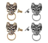 GORGECRAFT 4Pcs 2 Colors Brass Conchos Screw Back Skull Stud Back Rivets Leather Crafting Coin Concho Skull Head Punk Decorative Nail Buttons for DIY Denim Jeans Decoration Wallet Chain Connector