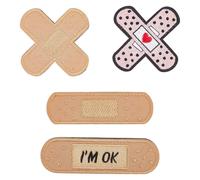 GORGECRAFT 4Pcs 4 Style Bandaid Embroidered Patch Medical Plaster Strip Bandage Applique Tactical Armband Decorative Emblem Embroidered Fabric Repair Patches for Backpacks Clothing Shoes Hats Crafts