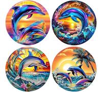 GORGECRAFT 4Pcs 4 Styles 16CM Dolphin Window Decals Plastic Reusable Static Summer Stickers Sea Ocean Animals Dolphins Cling for Home Office Window Door Party Decor Prevent Birds Strikes
