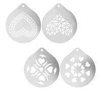 GORGECRAFT 4Pcs 4 Styles Metal Coffee Stencils Silver Stainless Steel Love Heart Hot Chocolate Foam Decorating Templates Stencil Set for Oatmeal Cupcake Cake Cappuccino Mousse Valentines