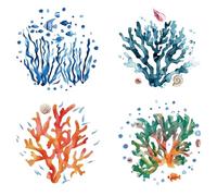 GORGECRAFT 4Pcs 4 Styles Under the Sea Window Decals 16cm Underwater Coral Seaweed Fish Decorative Summer Beach Ocean Plants Window Decal Removable Anti-Collision Alert Cling for Home Decorations