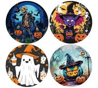GORGECRAFT 4Pcs 6.3 Inch Halloween Window Clings Pumpkin Skeleton Bat Ghost Window Decorations Non Adhesive PVC Waterproof Reusable Glass Door Decals Sticker for Stop Birds from Hitting Holiday Decor