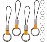 GORGECRAFT 4Pcs Car Keychain Finger Ring Clips Connectors Genuine Leather Keyring with Strap Short Lanyard Adapter Connection Rope Strap for Small Electronic Devices MP3 Player Keys ID Card (Gold)