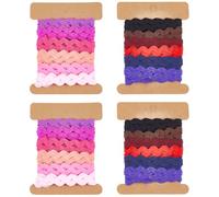 GORGECRAFT 4Pcs Colorful Wave Ribbon Sewing Rick Rack Trim Polyester Mixed Color Bending Fringe Trim Woven Braided Fabric Lace Ribbons for DIY Craft Clothes Dress Gift Wedding Party Decoration 5Mm