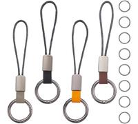 GORGECRAFT 4Pcs Genuine Leather Keyring with Strap Short Lanyard Car Keychain Finger Ring Clips Connectors Adapter Connection Rope Strap for Small Electronic Devices MP3 Player Keys (Mixed Color)