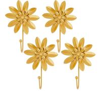 GORGECRAFT 4Pcs Gold Flower Single Hooks Metal Iron Retro Wall Mounted Decoration 3D Floral Heavy Duty Room Farmhouse Boho Decorative Hook for Coat Hanging Things Hat Scarf Towels Purse Home Decor