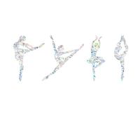 GORGECRAFT 4Pcs Rainbow Window Clings Dancer Pattern Window Decals Static Non Adhesive Collision Proof Glass Stickers Vinyl Film Home Decorations for Sliding Doors Windows Prevent Dogs Birds Strikes