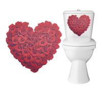 GORGECRAFT 4Pcs Red Rose Toilet Stickers Heart Flower Toilet Cover Sticker Decals Valentine's Day Floral Self-Adhesive Waterproof Bathroom Bouquet Wall Sticker for Toilet Lid Tank Seat Laptop Window