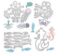 GORGECRAFT 4pcs Sea Animals Cutting Dies Carbon Steel Stencils Dies for Card Making Metal Embossing Stencil Template for DIY Scrapbooking Paper Card Craft Photo Album, Matte Platinum Color