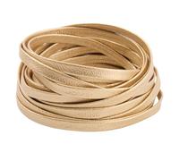 GORGECRAFT 5.47 Yards Flat Metallic Leather Straps Foldover Leather Strips Gold Lambskin Leather Cord 5mm Wide PU Edge Trimming 1mm Thick Braiding Thread for DIY Crafts Bracelet Keychain