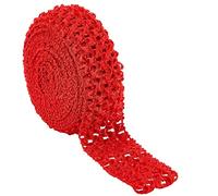 GORGECRAFT 5.5 Yards 1.6" Wide Elastic Crochet Headband Ribbon Polyester Crochet Stretch Trim Fabric for Hair Accessories Tube Top Hair Band Making, Red