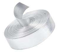 GORGECRAFT 5.5Yds 0.8" Wide Silver Metallic Leather Strips Shiny Leather Strap Rope String Lace Stripper Flat Beading String Craft Double Sided Leather Faux Cord for Neckacle Jewelry Belting