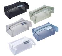 GORGECRAFT 5 Colors Portable Square Mesh Storage Bag Small Zippered Mesh Makeup Bag Cosmetic Coin Purse Travel Storage Organizer Carry Pouches Nylon Zipper Wallets for Toiletry