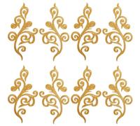 GORGECRAFT 5 Pairs Flower Embroidery Applique Metallic Floral Boho Ethnic Style Sew Iron on Wreath Patch Floral Swirl Embroidered Appliques for DIY Sewing Crafts Wedding Dress Clothes Decoration Gold