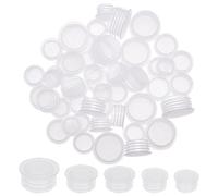 GORGECRAFT 5 Size 50PCS Salt and Pepper Shaker Stoppers Plastic Stopper Replacement Plug Bottle Caps Reusable Clear Round Plastic End Cap for Bottles Pipes Flower Pots