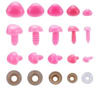 GORGECRAFT 5 Sizes 150PCS Plastic Animal Safety Doll Noses with Washers Pink Bear Nose 16mm 15mm 14mm 11mm 8mm for Amigurumi Puppet Plush Stuffed Animals Crochet Doll Teddy Crafts Making