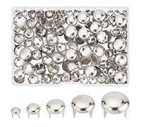GORGECRAFT 5 Sizes 200Pcs Claw Rivet Nailheads Spots Stud Round Dome Studs Metal Mushroom Head Spike Prong Nail for DIY Leather Craft Fabric Clothes Denim Assorted Photo Albums Repair(Sliver)