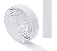 GORGECRAFT 5 Yards 20mm Wide Non-Slip Elastic Ribbon Wave Silicone Elastic Gripper Band Stretch Rubbers Elastic Belt for DIY Garment Sewing Crafts Sports Shorts Accessories, White