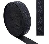 GORGECRAFT 5 Yards 20mm Wide Non-Slip Elastic Ribbon Wave Silicone Elastic Gripper Band Stretch Rubbers Elastic Belt for DIY Garment Sewing Crafts Sports Shorts Accessories, Black