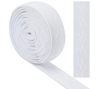 GORGECRAFT 5 Yards 25mm Wide Non-Slip Elastic Ribbon Wave Silicone Elastic Gripper Band Stretch Rubbers Elastic Belt for DIY Garment Sewing Crafts Sports Shorts Accessories, White