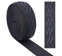 GORGECRAFT 5 Yards 25mm Wide Non-Slip Elastic Ribbon Wave Silicone Elastic Gripper Band Stretch Rubbers Elastic Belt for DIY Garment Sewing Crafts Sports Shorts Accessories, Black
