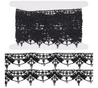 GORGECRAFT 5 Yards Bowknot Venice Crochet Lace Trim Embroidered Black Edging Trimmings Bow Edge Fabric Sewing Scallop Ribbon Decoration Applique Patch for Home Decor DIY Crafting Wrapping