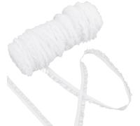 GORGECRAFT 50 Yards Elastic Ruffle Lace Trim 1.5cm Chiffon Pleated Stretch Ribbon Frilly Lace Fabric Gathered Edging Trimming for Hair Tie Headband Lingerie Underwear Sewing Crafts Home Decor White
