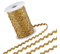 GORGECRAFT 50m Rick Rack Trim 5mm Wide Gold Wavy Bending Ribbon Woven Braided Fabric Webbing Edge Lace Fringe Trim for DIY Sewing Crafts Wedding Dress Clothes Embellishment Party Gift Wrapping Decor