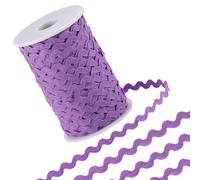 GORGECRAFT 50m Wave Bending Fringe Trim 5mm Wide RIC Rac Trim Woven Braided Fabric Webbing Edge Lace Fringe Ribbon for DIY Sewing Crafts Dress Clothes Embellishment Gift Wrapping Bow Decor, Purple