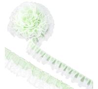 GORGECRAFT 50mm Double Layers Ruffle Chiffon Lace Ribbon 5 Yards Pleated Satin Lace Edge Trim Light Green Edging Trimmings Tulle Embroidered Trims Laces for Cloth Applique DIY Sewing Crafts