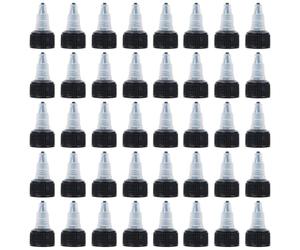 GORGECRAFT 50Pcs 24/410 Twist Bottle Caps Squeeze Bottle Dispensing Plastic Black Squeeze Tops Replacement Caps Lids for Extruded Glue Water Paint Lids Applicator
