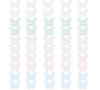 GORGECRAFT 50Pcs 5 Colors 3D Butterfly Lace Applique Double Layered Organza Butterflies Pearl Sew on Patches Embroidered Lace Trim Fabric Patch for Wedding Dress Hair Clothes Decor Sewing Crafts