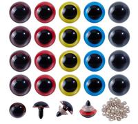 GORGECRAFT 50Pcs 5 Colors Plastic Doll Eyes Crochet Safety Eyes 20mm Stuffed Doll Animals Crafts for Amigurumi Puppet Teddy Bear Crochet Plush Animal Making Supplies Red Yellow Black Brown