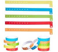 GORGECRAFT 50Pcs 5 Colors Plastic Wristbands for Events Bracelets Adjustable Waterproof Neon Party Identification Wristband Armbands Arm Wrist Bands for Concert Club Bar Entrance Admission Music Party