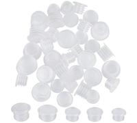 GORGECRAFT 50PCS 5 Sizes Clear Plastic Stopper with Pull Tab Salt and Pepper Shaker Stoppers Replacement Bottle Plug 10.5mm to 18mm Inner Diameter Reusable Column End Covers for Pots Bottles Pipes