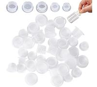 GORGECRAFT 50PCS 5 Sizes Salt and Pepper Shaker Stoppers Plastic Salt Shaker Plug Replacement Clear Stopper Round End Caps Hole Tube Plug With Pull Tab for Pots Bottles Pipes (0.5 To 0.8 Inch)